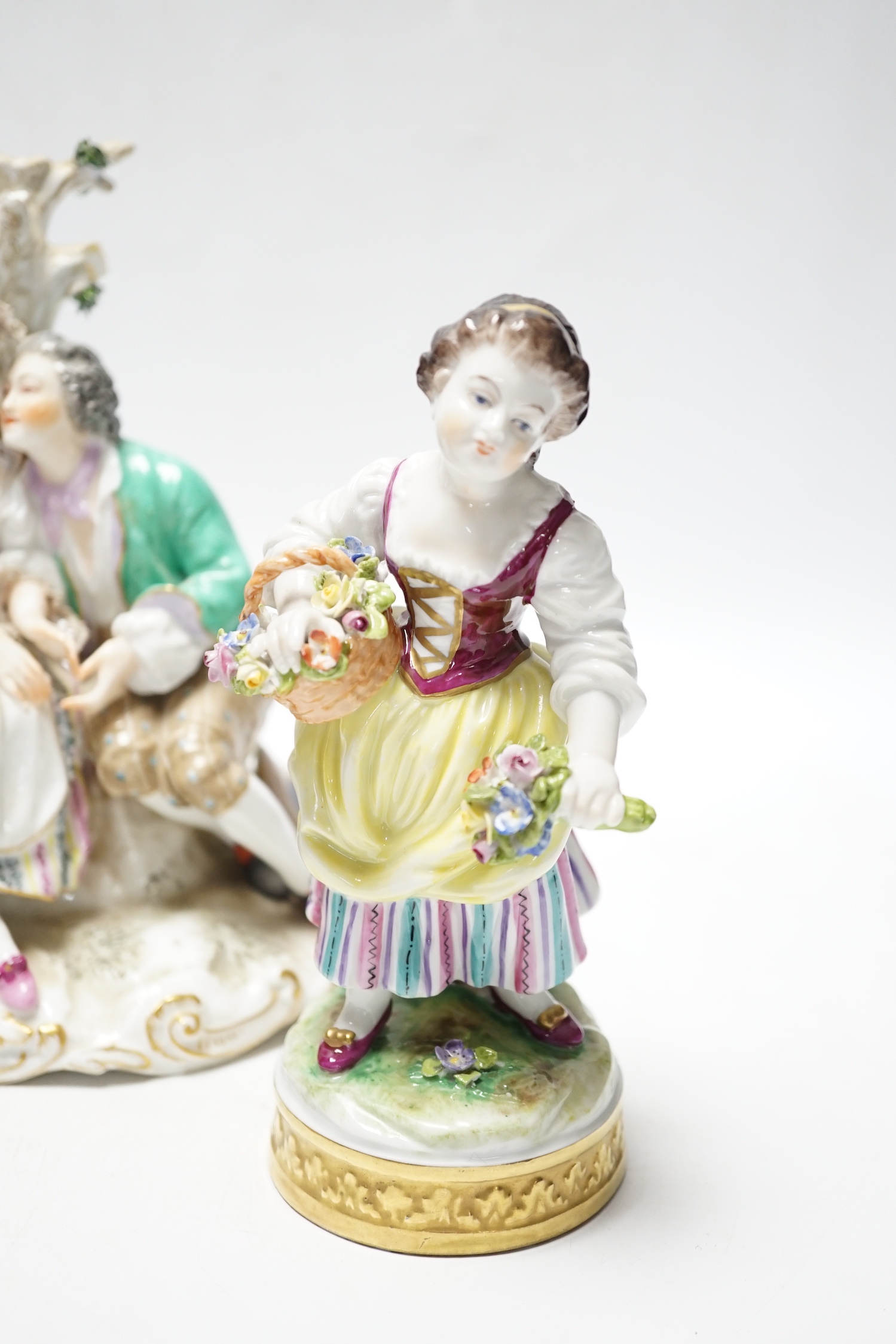 Four Continental porcelain figures or groups, tallest 19cm